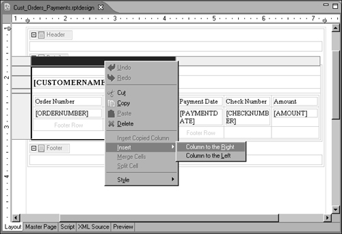 Inserting a column