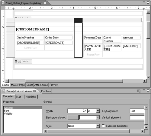 Setting a column width