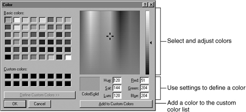 Color picker with custom color options