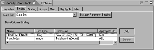 Column binding using Total.runningCount( )