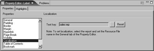 Localization properties for an element