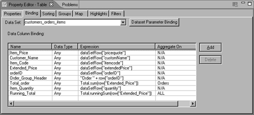 Column bindings