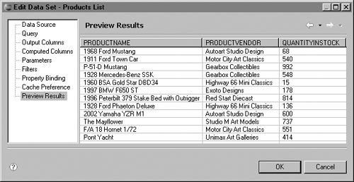 Preview Results, with rows that match the WHERE condition