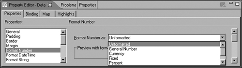 Format Number property values