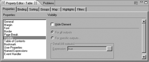 Hide Element option in Property Editor