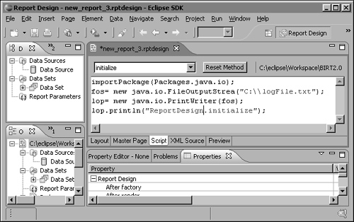 Providing ReportDesign.initialize code