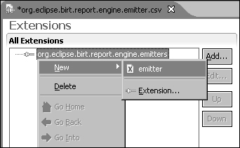 Selecting the emitter extension element