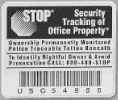 The Security Tracking of Office Property (STOP) tag is a simple and effective way to label your laptop (reprinted with permission)