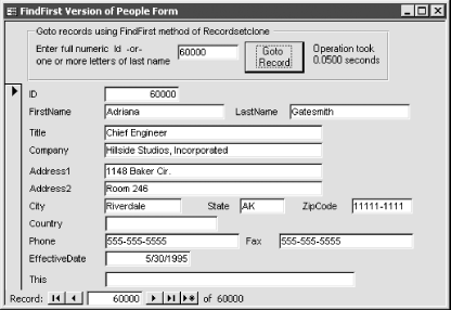 The frmPeopleFindFirst form