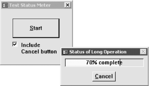 The frmStatusMeter form