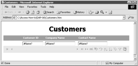 The browser window after renaming the sample database