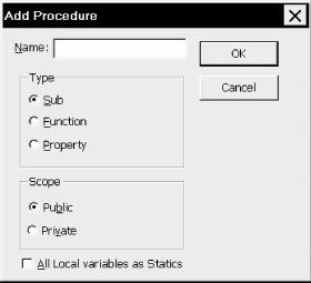 The Add Procedure dialog box