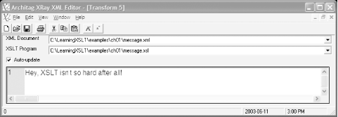 Result of transforming message.xml with message.xsl in xRay2