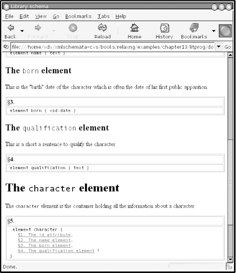 The XHTML documentation for the RELAX NG compact syntax