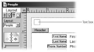 When you click with the Text tool, FileMaker shows a text box—you can type right in it. You can tell this text box is ready for typing because it has a dotted outline and a flashing insertion point. When you’re finished entering text, just press Enter.