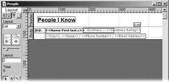 Here’s how to arrange your text objects on the layout. As you’re dragging text objects around, you see a dotted line near the bottom of the item. That’s an imaginary line called the baseline. You can use it to make sure your rows of data are neatly lined up.