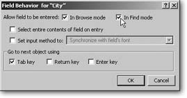 By “behavior,” FileMaker means four things: Can you click the field? What happens when you do? How do you type into the field? And what do the special keys (Tab, Return, and Enter) do when in the field?