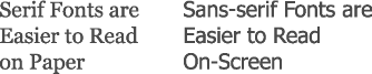 One serif family (left) and one sans-serif family (right)