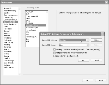 Acrobat’s preferences, which control PDFs created with Acrobat