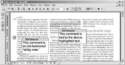 PDF Comments displayed in Acrobat