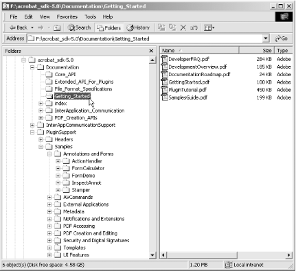 The Acrobat 5 SDK for Windows, which includes more than 26 documents and 67 programming examples