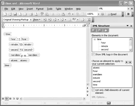 time.xml in Word 2003