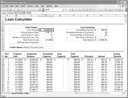 loan.xls in Excel 2003