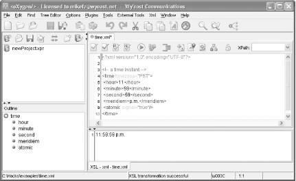 Result of transforming time.xml with clock.xsl in <oXygen/>