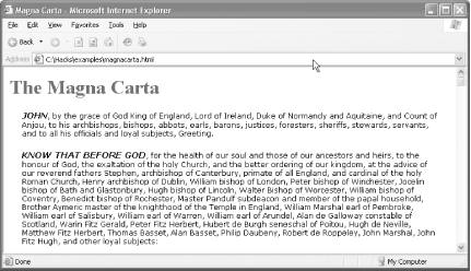 The Magna Carta (magnacarta.html) in IE