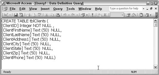 A SQL script, ready to run in Access