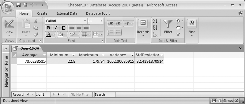 Computing the variance, standard deviation, and other summary values for a column