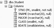 Columns names of the Student table