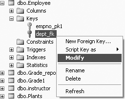 Modifying the foreign key