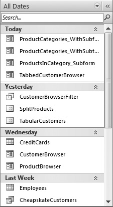 When grouping by Created Date, you see groups that organize your objects based on when they were created.