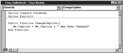 Using the Custom method ChangeCaption.