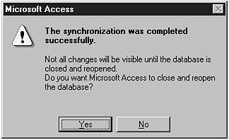 This dialog box appears after a successful synchronization process.