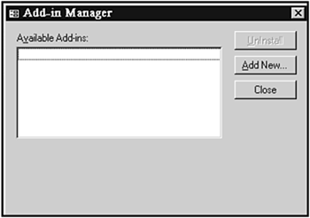 The Add-in Manager dialog box.