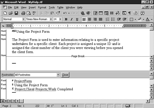 An RTF file with a Help topic.