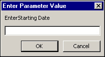 This dialog box appears when the Parameter query is run.