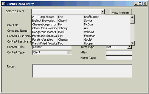 Record navigation using a combo box placed in the form header.