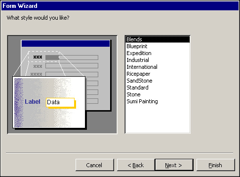 Selecting a form style.