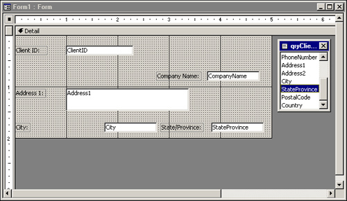 The form before modifying vertical spacing.