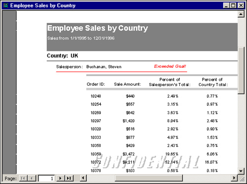 An example of a Detail report.