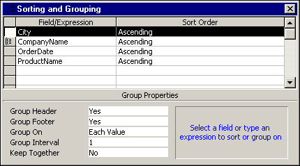 Inserting a sorting or grouping level.