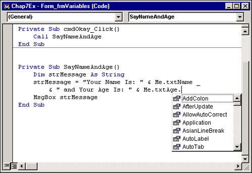 A list of properties and methods for the TextBox object.