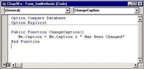 Using the custom method ChangeCaption.