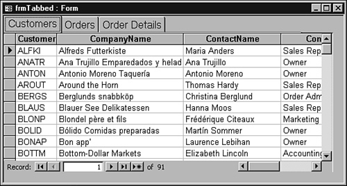 A form that uses the TabStrip control.