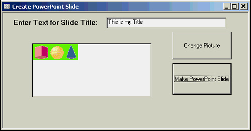 The form used to create a PowerPoint slide.