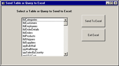 Exporting a table or query to send to Excel.