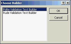 The Choose Builder dialog box.